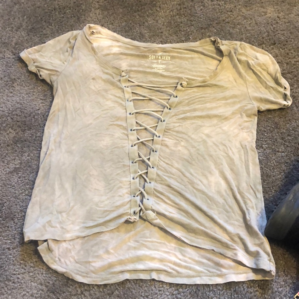Lace down top